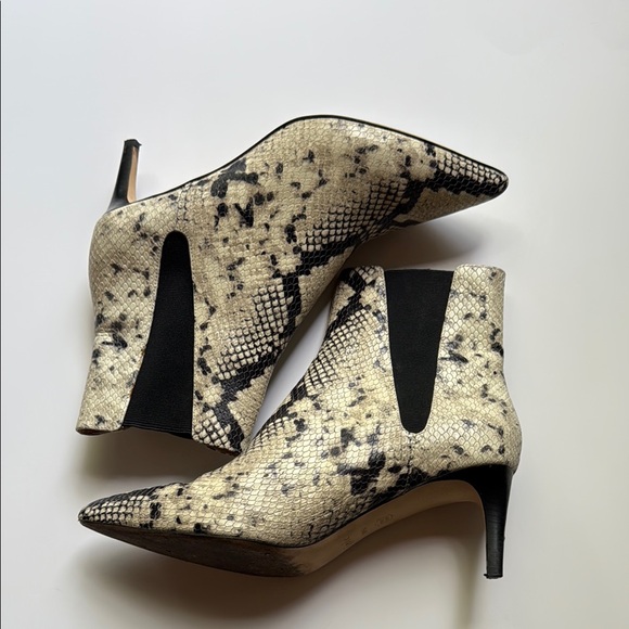 Joie Shoes - Joie Cream and Black Ankle Booties with Sleek Design
